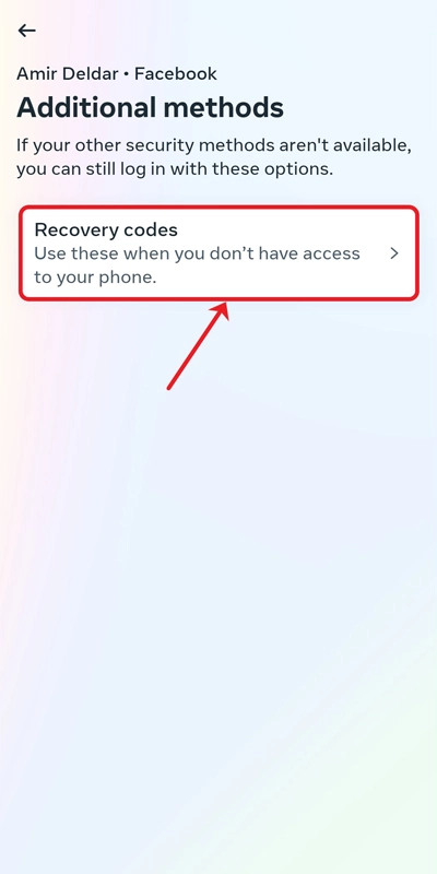 دریافت کدهای ریکاوری