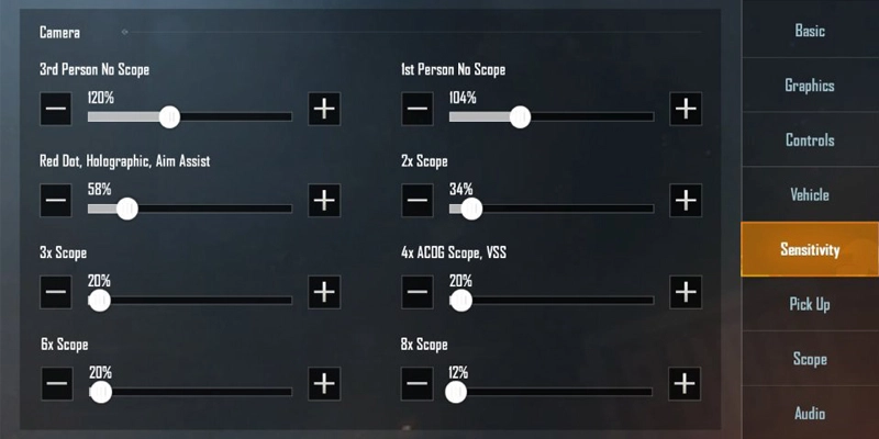 بهترین تنظیمات پابجی موبایل از نظر حساسیت