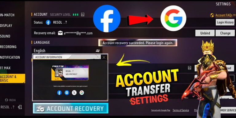 آموزش انتقال اکانت فری فایر
